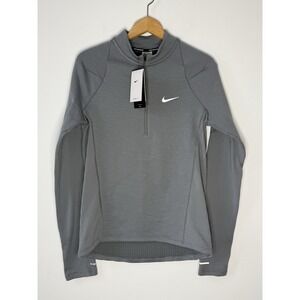 Nike Sweater Mens Small Gray Running Pullover 1/2  Zip Therma-Fit Element Repel